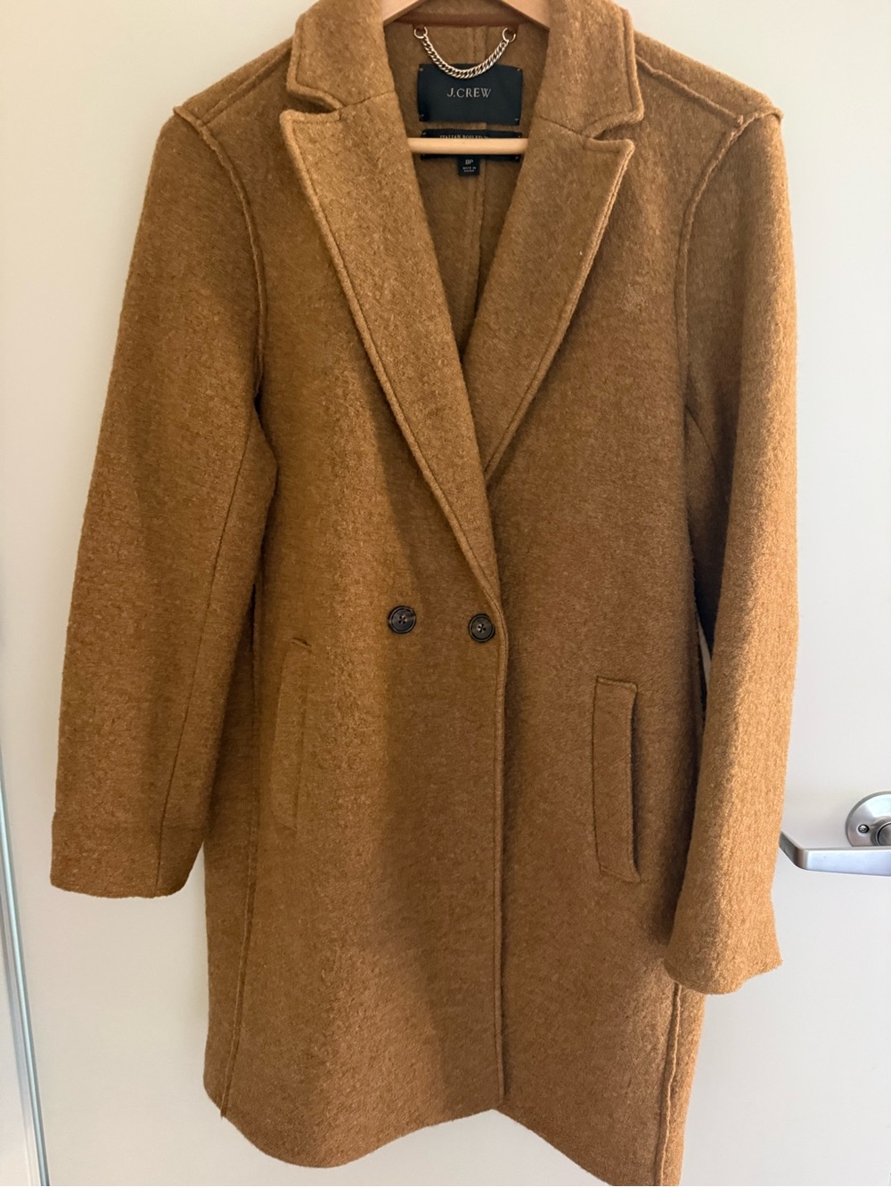 J. Crew Women's Camel Italian Boiled Wool Double-Breasted Coat